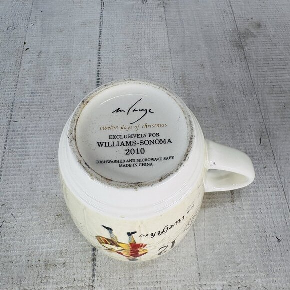 2010 Williams Sonoma 12 DAYS OF CHRISTMAS Multimotif Black Numbers 11/12 Cup Mug - Picture 7 of 15